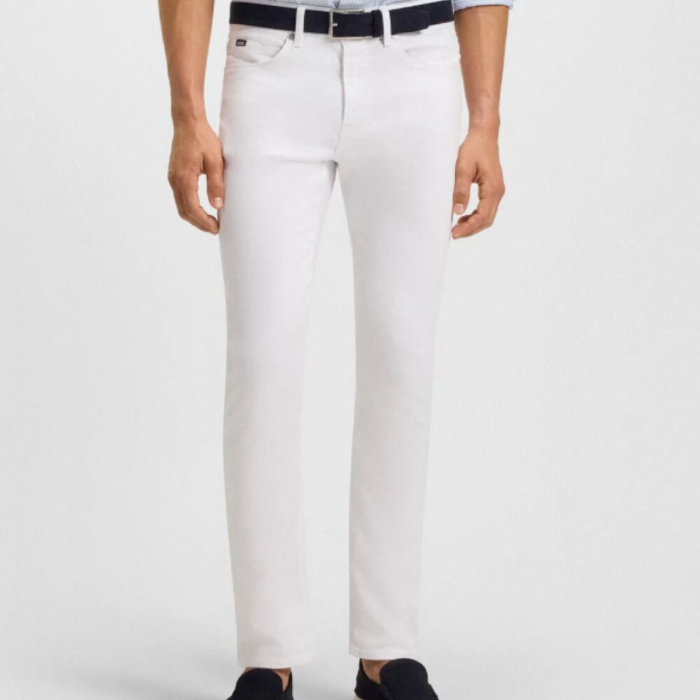 Men's Boss White Pants Slim Fit Stretch Delaware Size 34/29